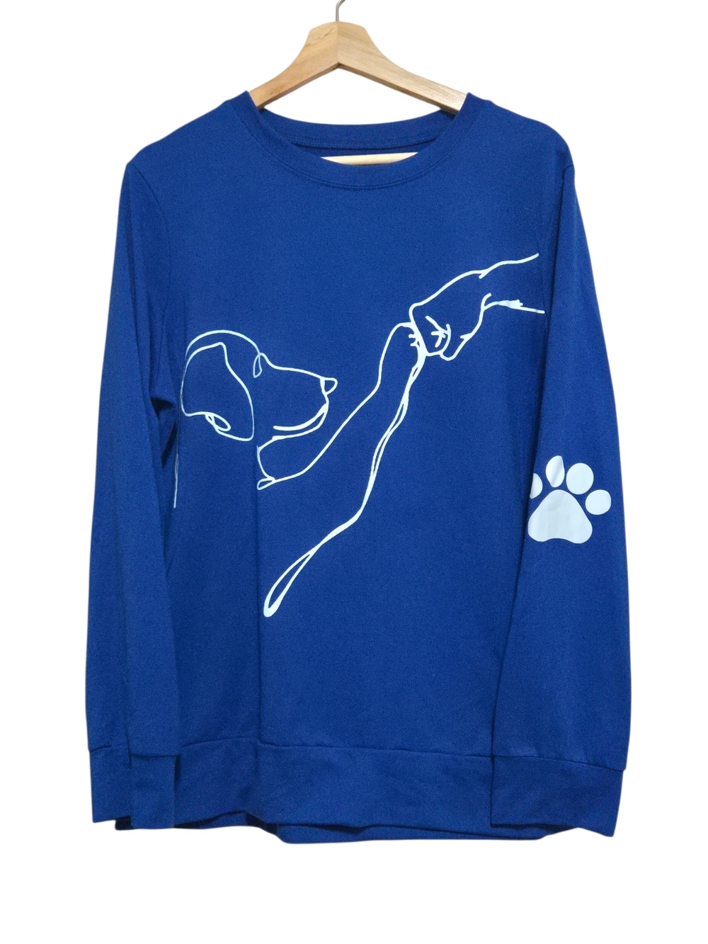 Fistbump Blue Dog Graphic Long-Sleeve Pet Lover Shirt Womens  Size XL
